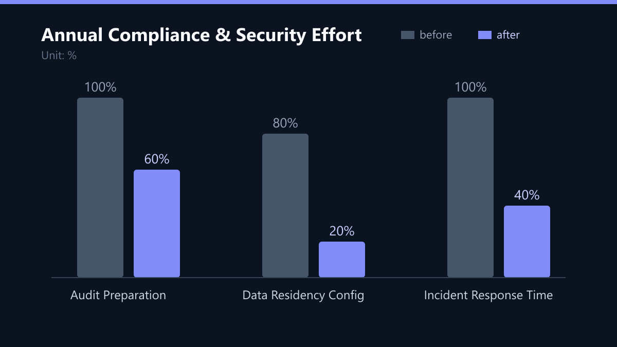 Annual Compliance & Security Effort: Vorher-Nachher-Vergleich der Werte in %