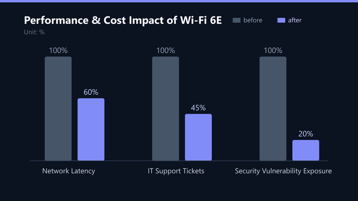 Performance & Cost Impact of Wi-Fi 6E: Vorher-Nachher-Vergleich der Werte in %