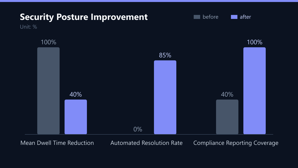 Security Posture Improvement: Vorher-Nachher-Vergleich der Kennzahlen in %