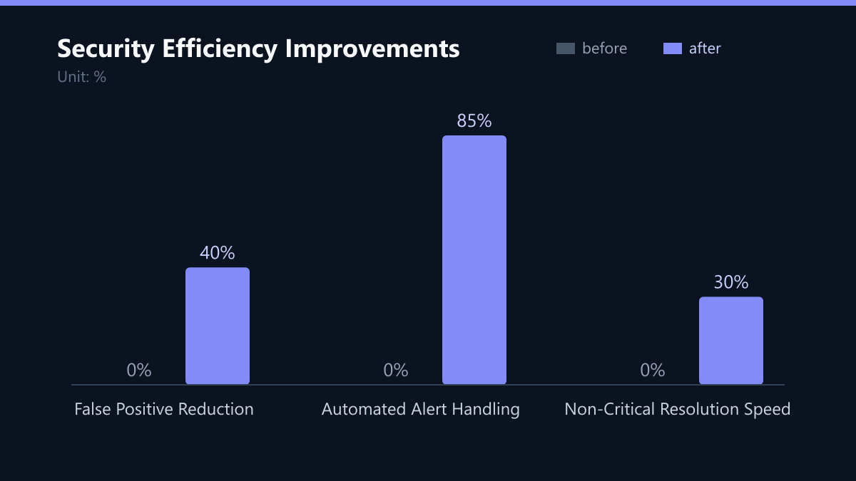 Security Efficiency Improvements: Vorher-Nachher-Vergleich der Kennzahlen in %